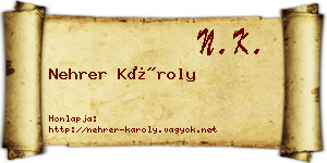 Nehrer Károly névjegykártya